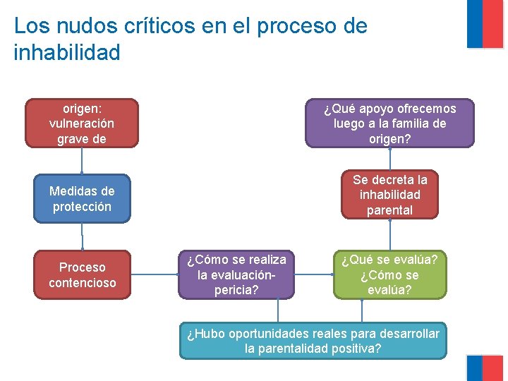 Los nudos críticos en el proceso de inhabilidad Familia de origen: vulneración grave de