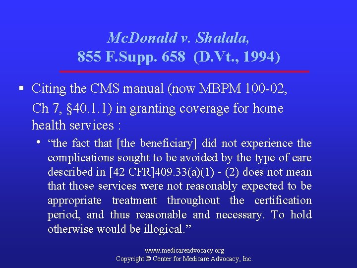 Mc. Donald v. Shalala, 855 F. Supp. 658 (D. Vt. , 1994) § Citing