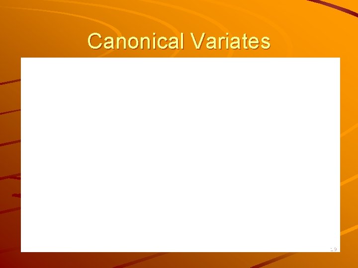 Canonical Variates 19 