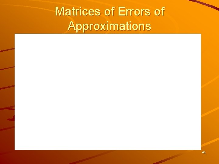 Matrices of Errors of Approximations 41 