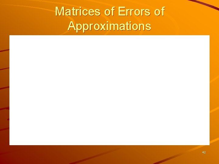 Matrices of Errors of Approximations 42 