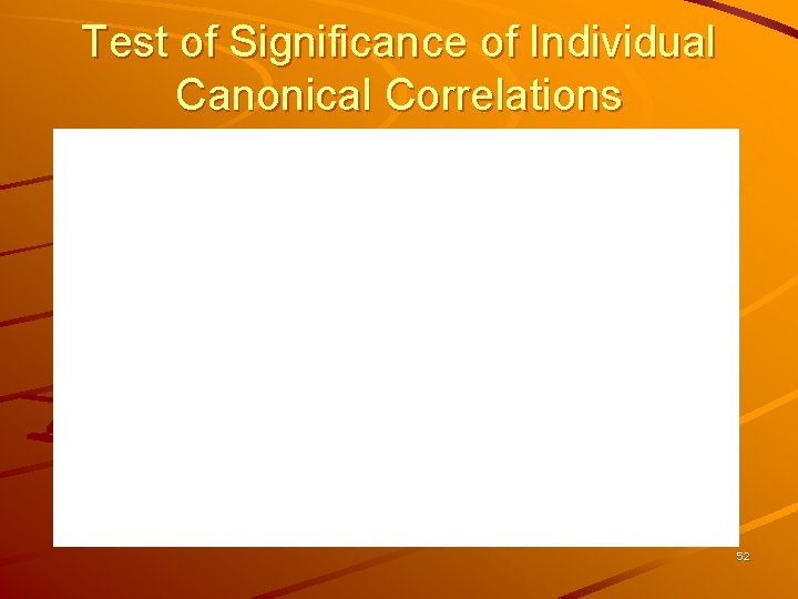 Test of Significance of Individual Canonical Correlations 52 