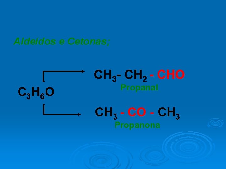 Aldeídos e Cetonas; CH 3 - CH 2 - CHO C 3 H 6