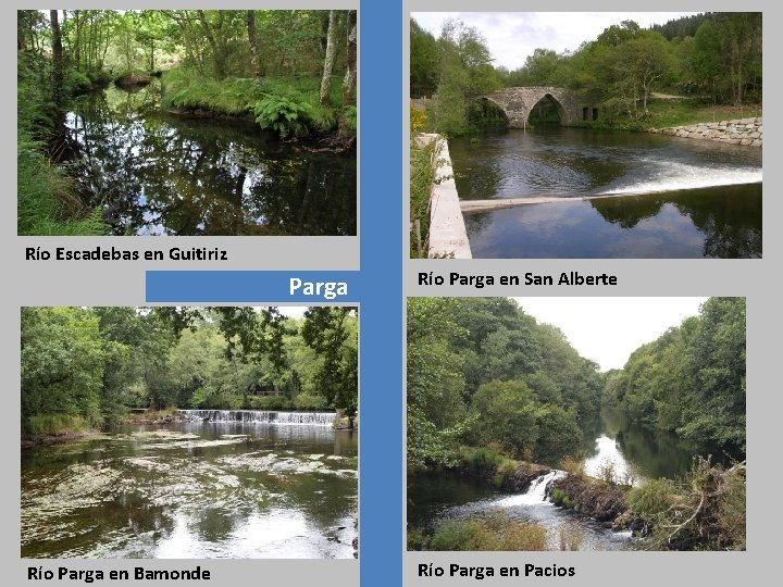 Río Escadebas en Guitiriz Parga Río Parga en Bamonde Río Parga en San Alberte
