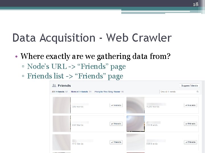 18 Data Acquisition - Web Crawler • Where exactly are we gathering data from? 18 Data Acquisition - Web Crawler • Where exactly are we gathering data from?