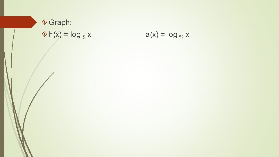  Graph: h(x) = log 5 x a(x) = log ¾ x 