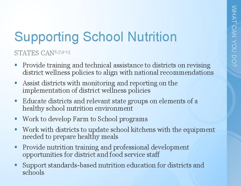 STATES CAN 6, 7, 9 -13 § Provide training and technical assistance to districts