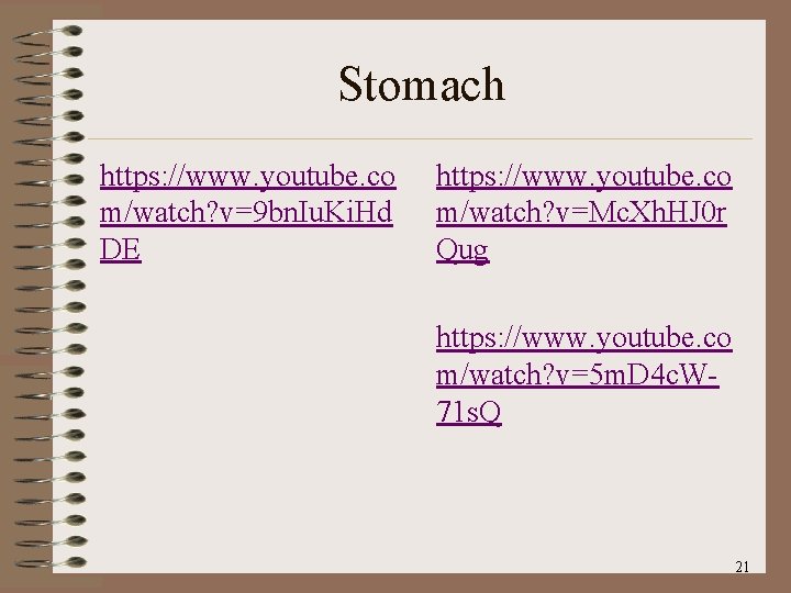 Stomach https: //www. youtube. co m/watch? v=9 bn. Iu. Ki. Hd DE https: //www.