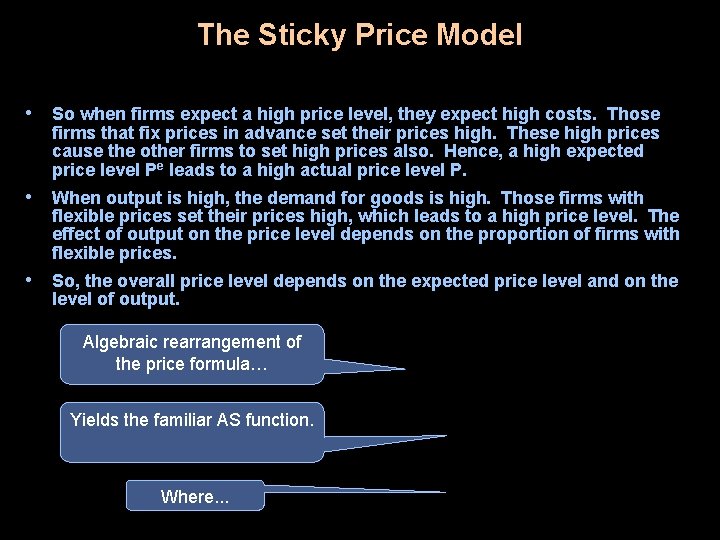 The Sticky Price Model • So when firms expect a high price level, they