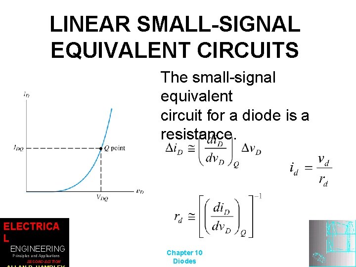 LINEAR SMALL-SIGNAL EQUIVALENT CIRCUITS The small-signal equivalent circuit for a diode is a resistance.