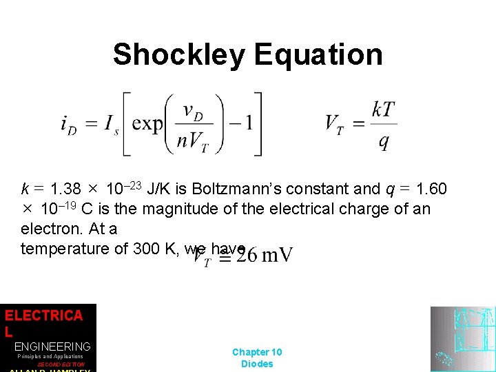 Shockley Equation k = 1. 38 × 10– 23 J/K is Boltzmann’s constant and