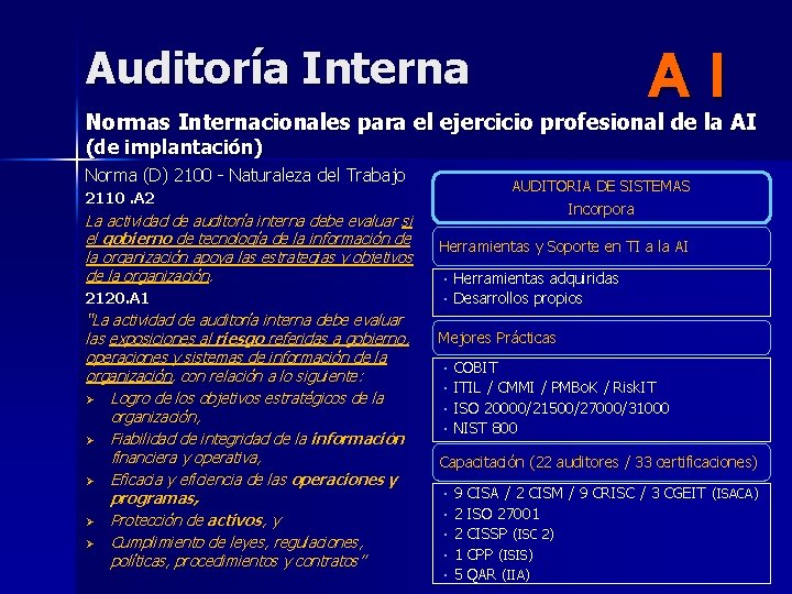 Auditoría Interna AI Normas Internacionales para el ejercicio profesional de la AI (de implantación)