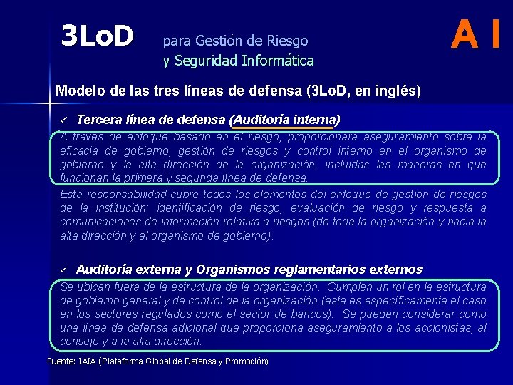 3 Lo. D para Gestión de Riesgo y Seguridad Informática AI Modelo de las