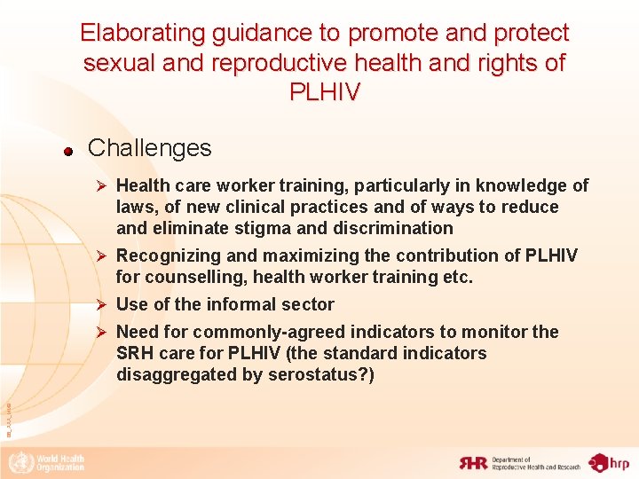 Elaborating guidance to promote and protect sexual and reproductive health and rights of PLHIV