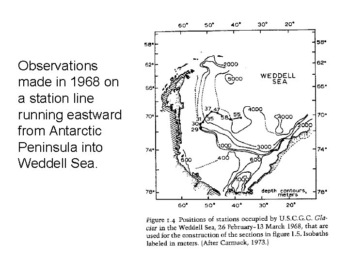 Observations made in 1968 on a station line running eastward from Antarctic Peninsula into