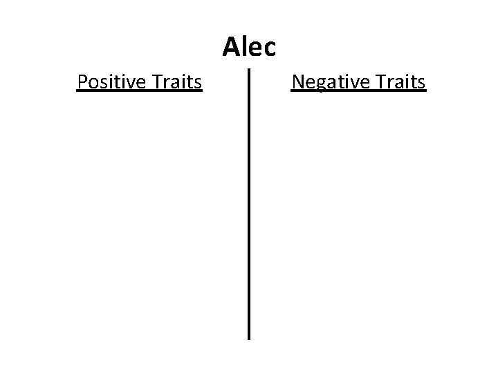 Alec Positive Traits Negative Traits 