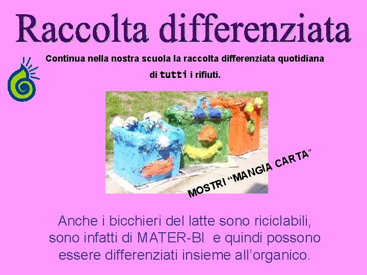 Continua nella nostra scuola la raccolta differenziata quotidiana di tutti i rifiuti. IA G Continua nella nostra scuola la raccolta differenziata quotidiana di tutti i rifiuti. IA G
