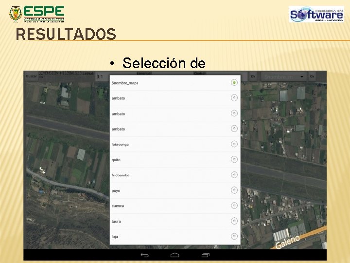 RESULTADOS • Selección de Mapa RESULTADOS • Selección de Mapa