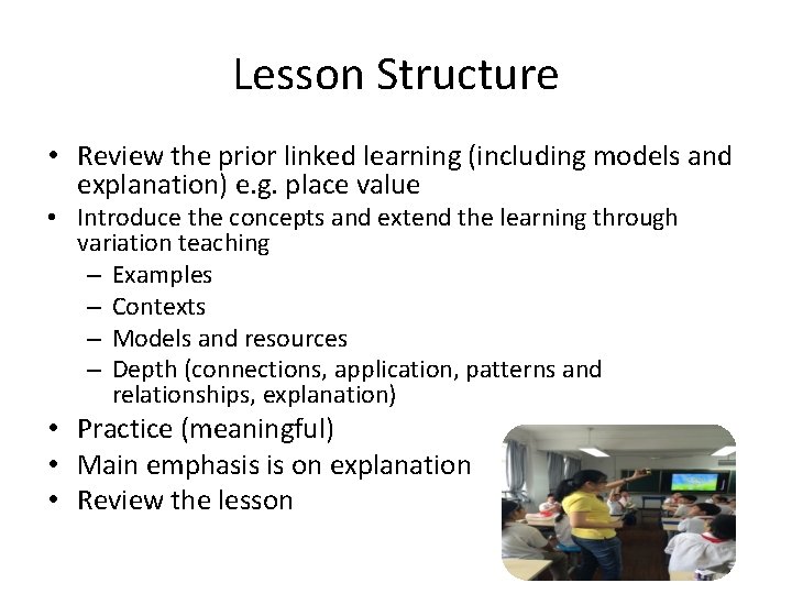 Lesson Structure • Review the prior linked learning (including models and explanation) e. g.