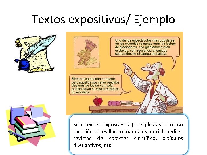 Textos expositivos/ Ejemplo Son textos expositivos (o explicativos como también se les llama) manuales,