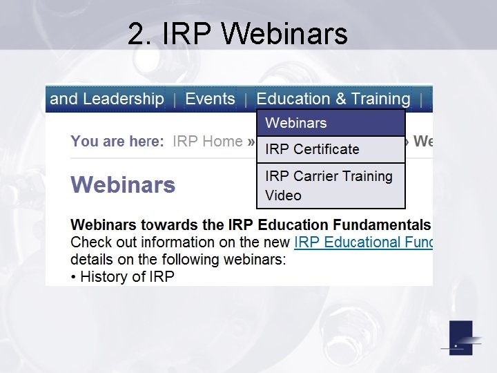 2. IRP Webinars 