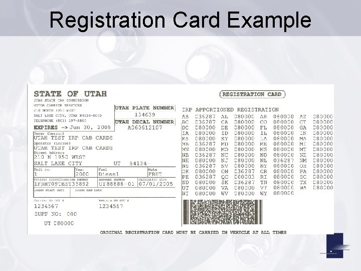 Registration Card Example 