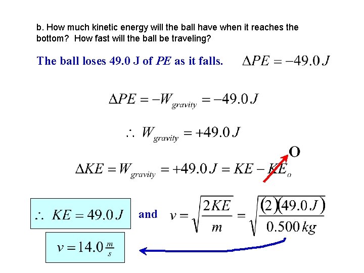 b. How much kinetic energy will the ball have when it reaches the bottom?