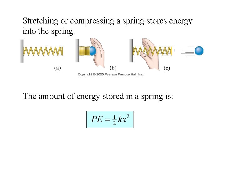 Stretching or compressing a spring stores energy into the spring. The amount of energy