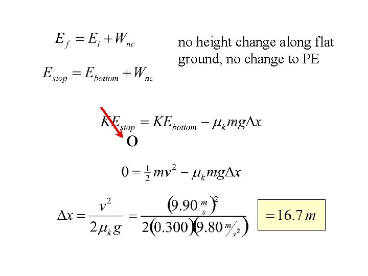 no height change along flat ground, no change to PE 