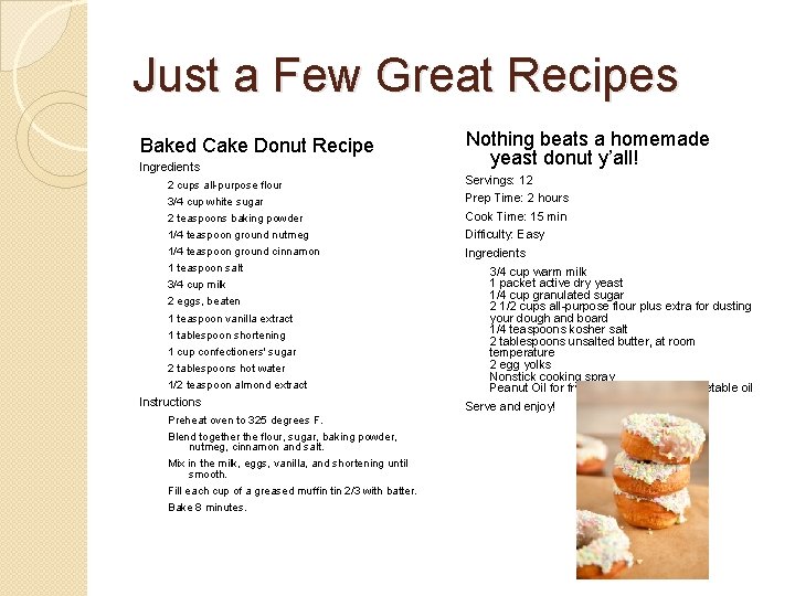 Just a Few Great Recipes Baked Cake Donut Recipe Ingredients Nothing beats a homemade Just a Few Great Recipes Baked Cake Donut Recipe Ingredients Nothing beats a homemade