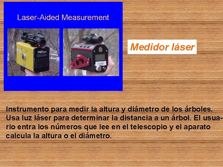 Medidor láser Instrumento para medir la altura y diámetro de los árboles. Usa luz Medidor láser Instrumento para medir la altura y diámetro de los árboles. Usa luz