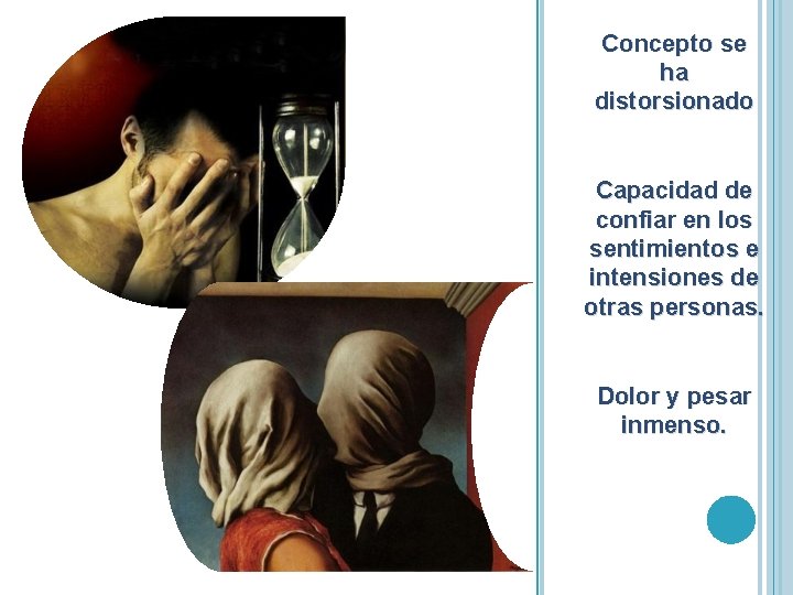 Concepto se ha distorsionado Capacidad de confiar en los sentimientos e intensiones de otras Concepto se ha distorsionado Capacidad de confiar en los sentimientos e intensiones de otras