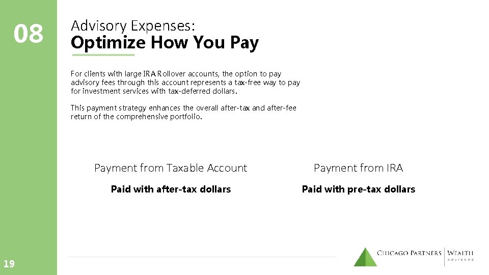 08 Advisory Expenses: Optimize How You Pay For clients with large IRA Rollover accounts, 08 Advisory Expenses: Optimize How You Pay For clients with large IRA Rollover accounts,
