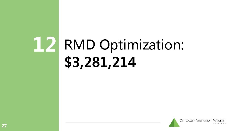 12 27 RMD Optimization: $3, 281, 214 12 27 RMD Optimization: $3, 281, 214