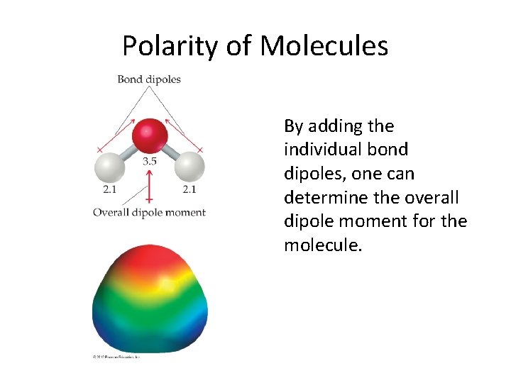 Polarity of Molecules By adding the individual bond dipoles, one can determine the overall