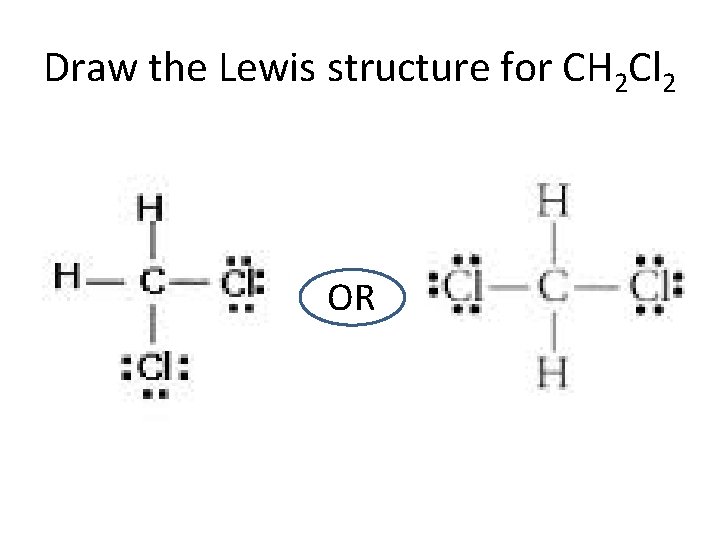 Draw the Lewis structure for CH 2 Cl 2 OR 