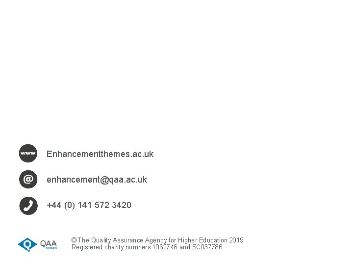 Enhancementthemes. ac. uk enhancement@qaa. ac. uk +44 (0) 141 572 3420 © The Quality