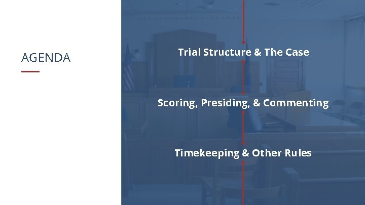 AGENDA Trial Structure & The Case Scoring, Presiding, & Commenting Timekeeping & Other Rules
