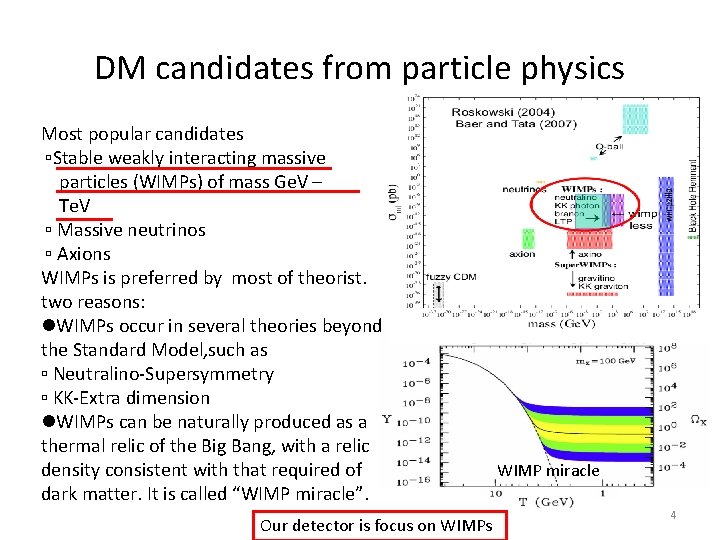 DM candidates from particle physics Most popular candidates ▫Stable weakly interacting massive particles (WIMPs)
