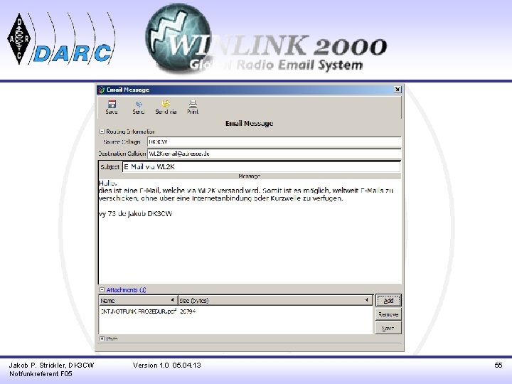 Jakob P. Strickler, DK 3 CW Notfunkreferent F 05 Version 1. 0 05. 04.