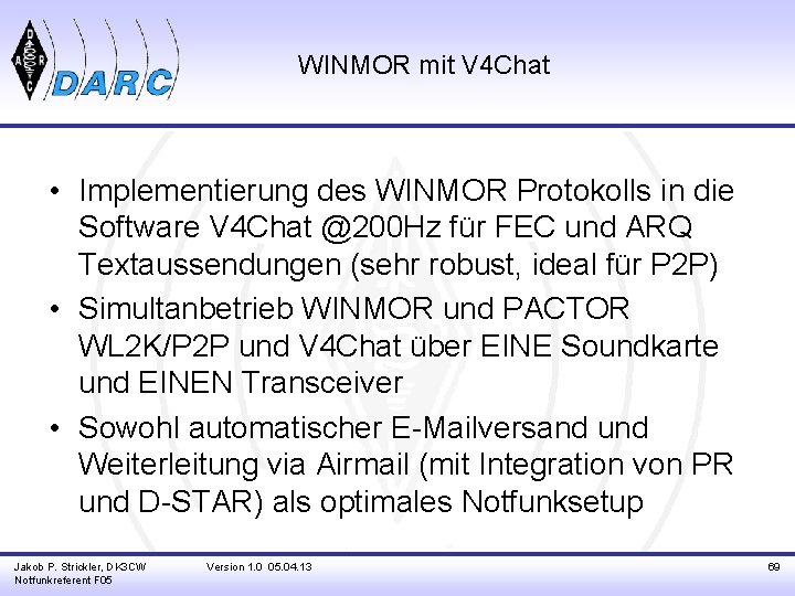 WINMOR mit V 4 Chat • Implementierung des WINMOR Protokolls in die Software V