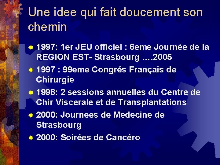 Une idee qui fait doucement son chemin ® 1997: 1 er JEU officiel :