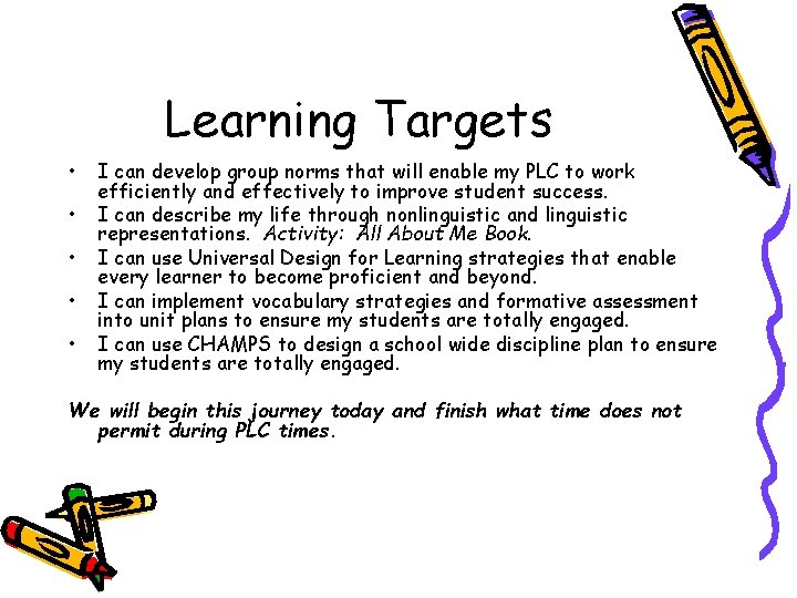 Learning Targets • • • I can develop group norms that will enable my