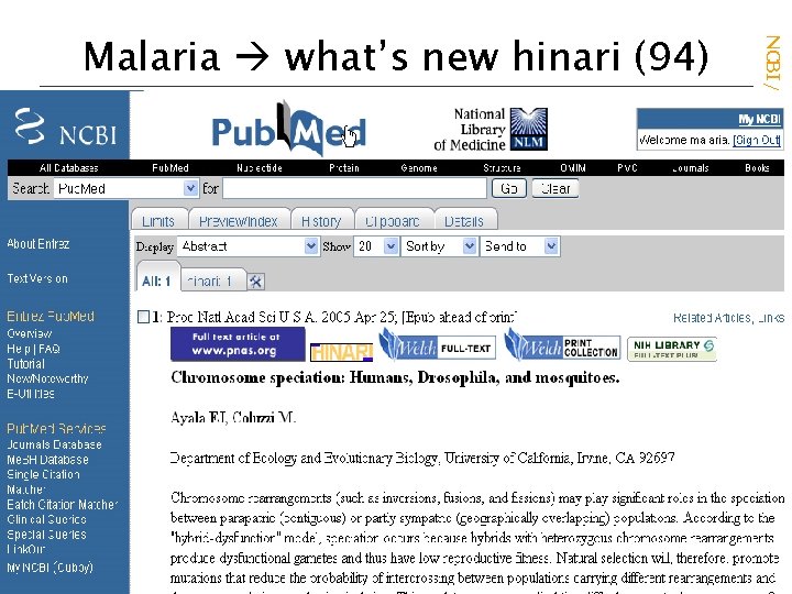 NCBI/WHO Pub. Med/HINARI Course Malaria what’s new hinari (94) 