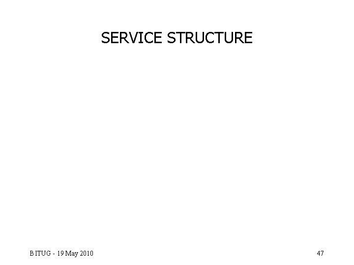 SERVICE STRUCTURE BITUG - 19 May 2010 47 