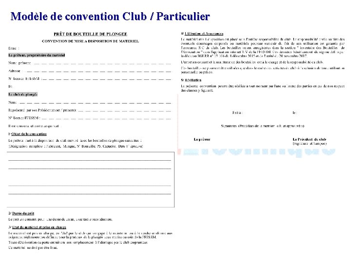 Modèle de convention Club / Particulier 