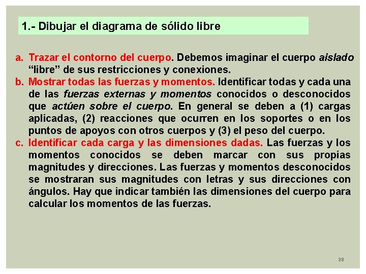 1. - Dibujar el diagrama de sólido libre a. Trazar el contorno del cuerpo.