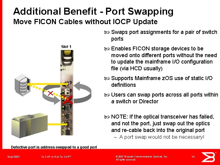 Additional Benefit - Port Swapping Move FICON Cables without IOCP Update Swaps port assignments