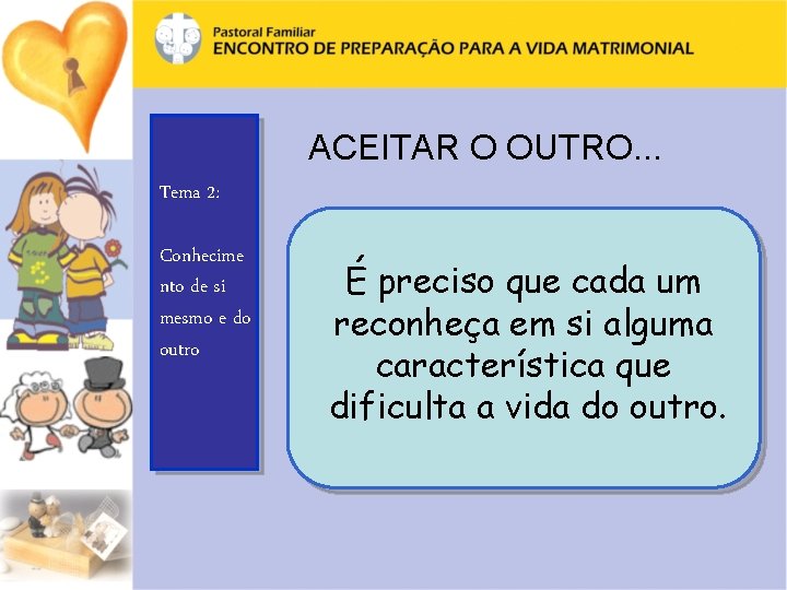 ACEITAR O OUTRO. . . Tema 2: Conhecime nto de si mesmo e do