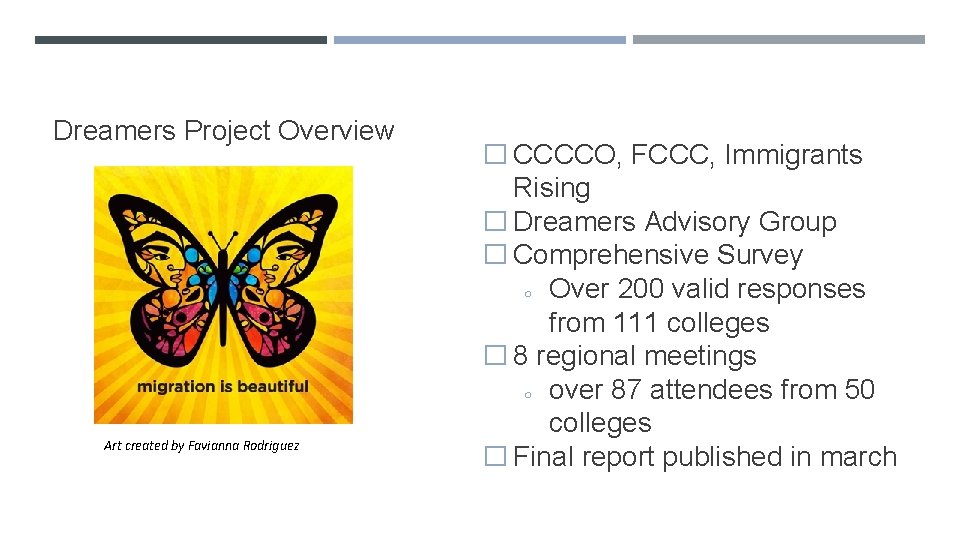 Dreamers Project Overview Art created by Favianna Rodriguez � CCCCO, FCCC, Immigrants Rising �